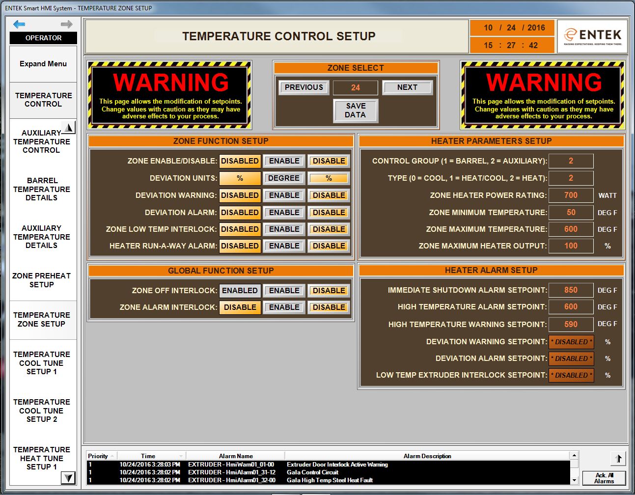 New Service Internal PLC Temperature Control ENTEK